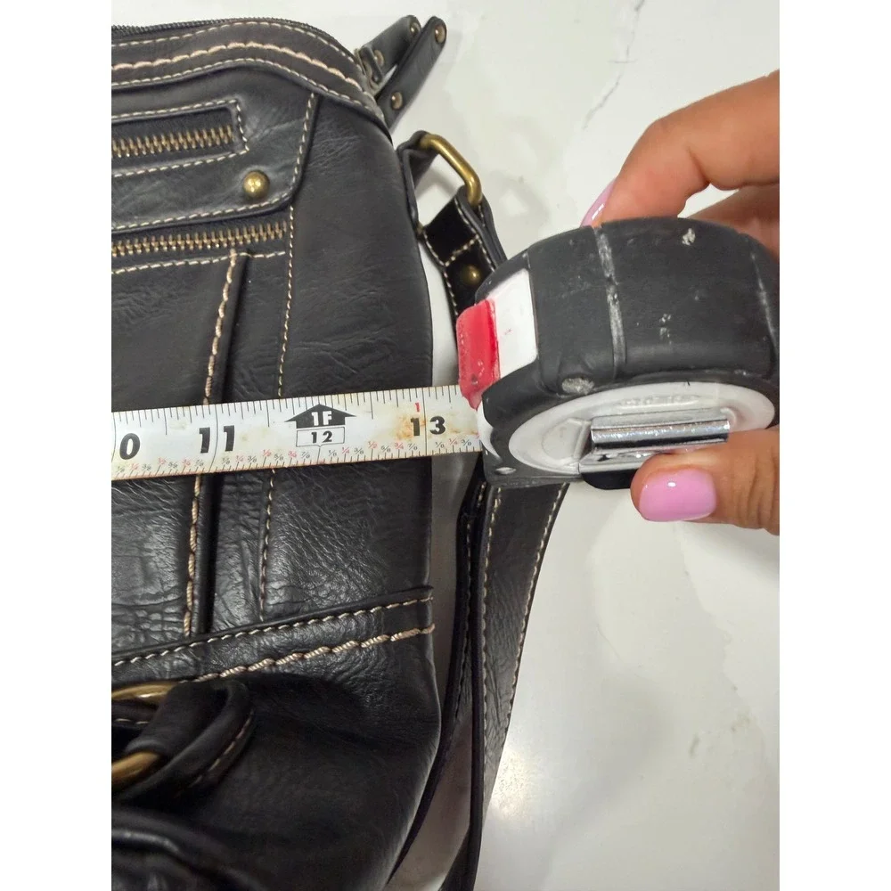 b.o.c. Born Concept Black Faux Leather Crossbody Bag Contrast Stitching Brass